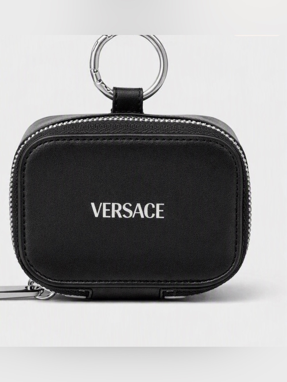 Auth‎ New Leather Versace Cargo AirPods Case  Black and Silver